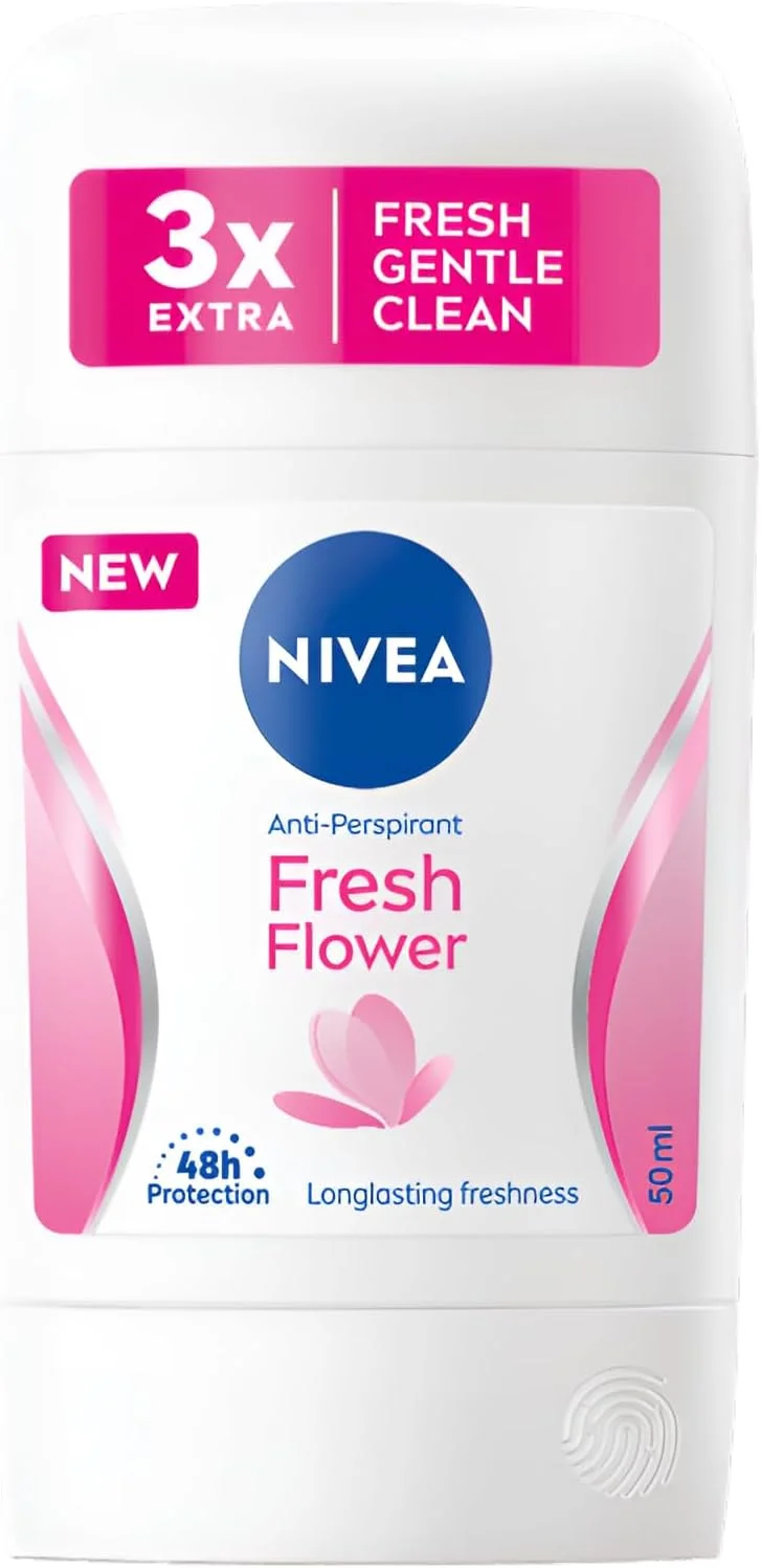 استیک دئودورانت زنانه نیوآ Extra Fresh Gentle با رایحه گل های تازه، محافظت 48 ساعته در برابر تعریق، فرمولاسیون بدون اتیل الکل، بسته 2 عددی، 2 x 50 میلی لیتر