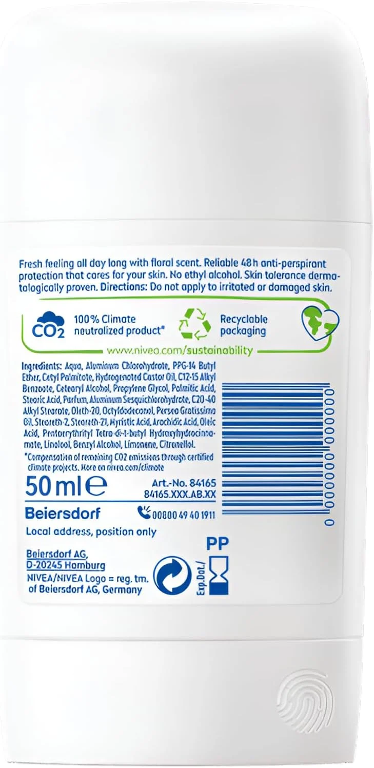 استیک دئودورانت زنانه نیوآ Extra Fresh Gentle با رایحه گل های تازه، محافظت 48 ساعته در برابر تعریق، فرمولاسیون بدون اتیل الکل، بسته 2 عددی، 2 x 50 میلی لیتر