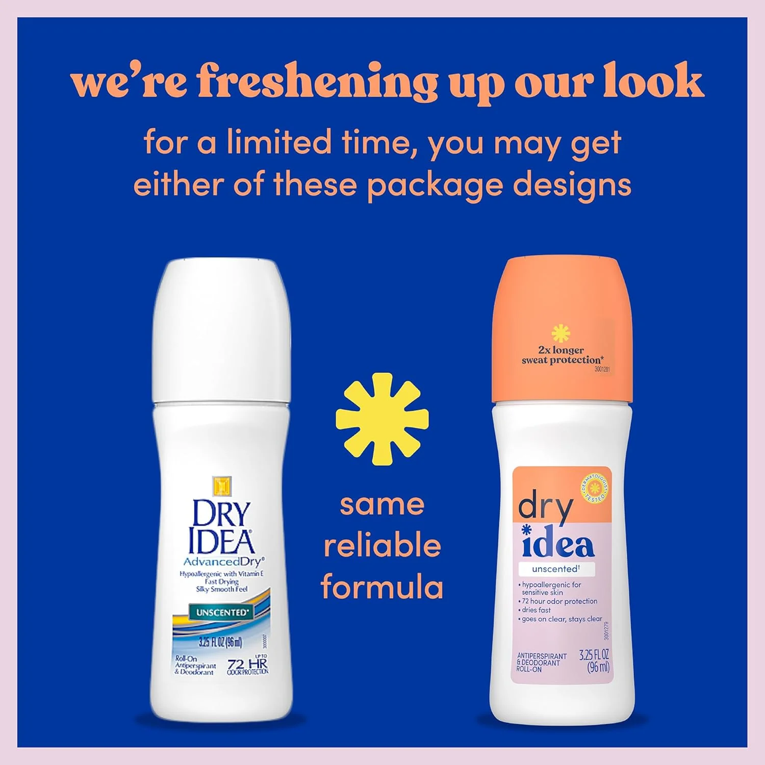 دئودورانت رولی بدون رایحه و ضد تعریق Dry Idea برای خانم ها - ضد حساسیت برای پوست های حساس، محافظت طولانی تر در برابر تعریق، محافظت 72 ساعته در برابر تعریق و بو، دئودورانت زنانه، 92 گرم (بسته 4 عددی)