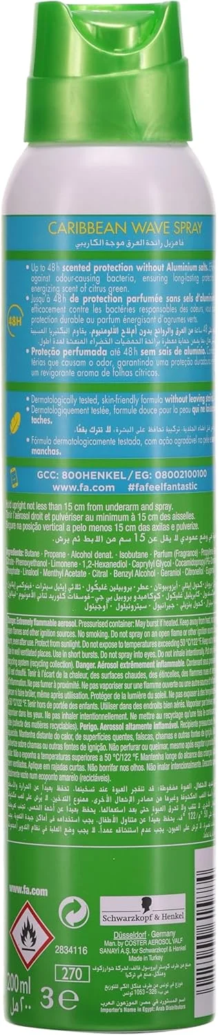 اسپری خوشبو کننده بدن فا Caribbean Wave - لیمو، 200 میلی لیتر اسپری خوشبو کننده بدن فا Caribbean Wave - لیمو، 200 میلی لیتر