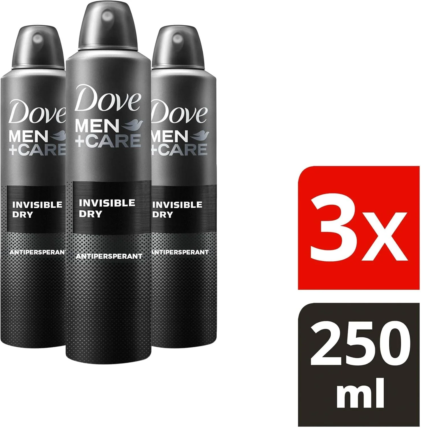 اسپری ضد تعریق مردانه و زنانه داو Invisible Dry Strong، دئودورانت ضد عرق با رایحه خنک، تازه و تمیز، محافظت 48 ساعته، بسته بزرگ (3 x 250ml)