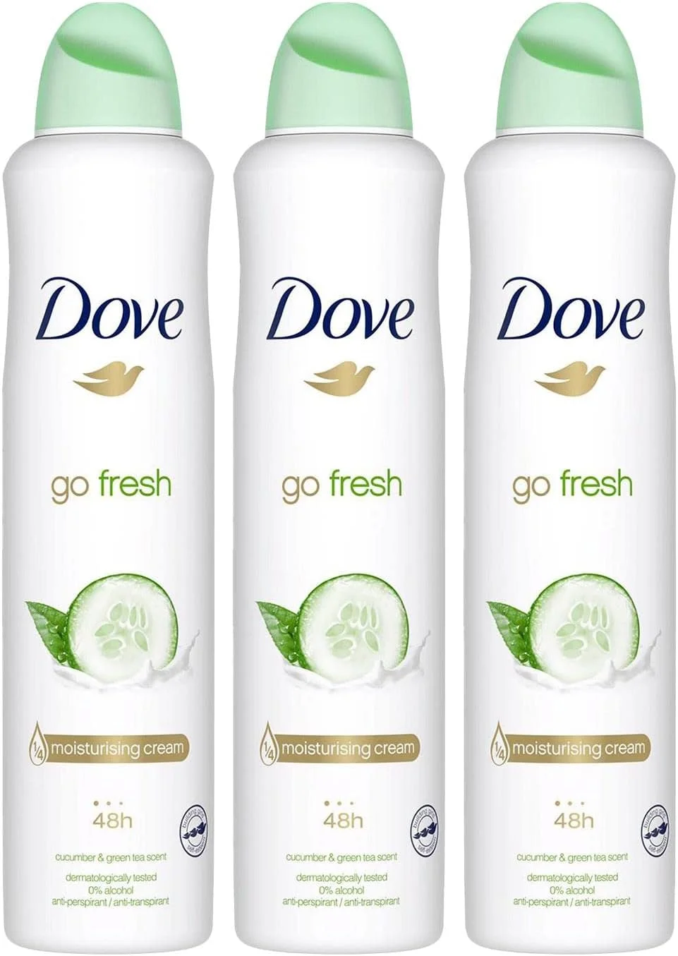 اسپری ضد تعریق زنانه داو Go Fresh خیار، محافظت طولانی مدت در برابر تعریق و بوی بدن برای رایحه ای تمیز و تازه 250 میلی لیتر (بسته 3 عددی)