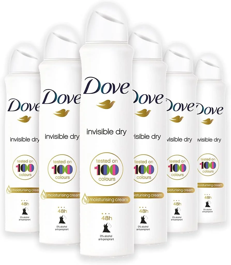 اسپری ضد تعریق فشرده داو Invisible Dry، محافظت 48 ساعته با رایحه خنک و تمیز، بسته عمده (6 عدد x 250 میلی لیتر)