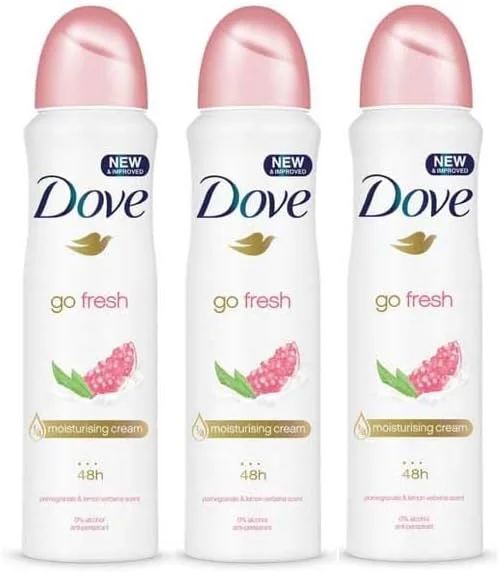اسپری دئودورانت داو Go Fresh با رایحه انار و لیمو وربنا، 250 میلی لیتر، بسته 3 عددی