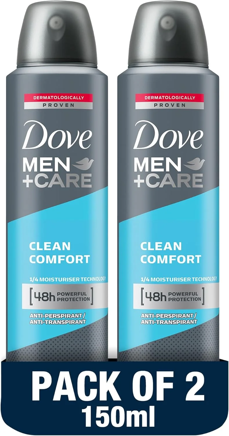 دئودورانت ضد تعریق مردانه داو من+کر، با محافظت قدرتمند 48 ساعته، Clean comfort، با فناوری ¼ مرطوب کننده، 150 میلی لیتر