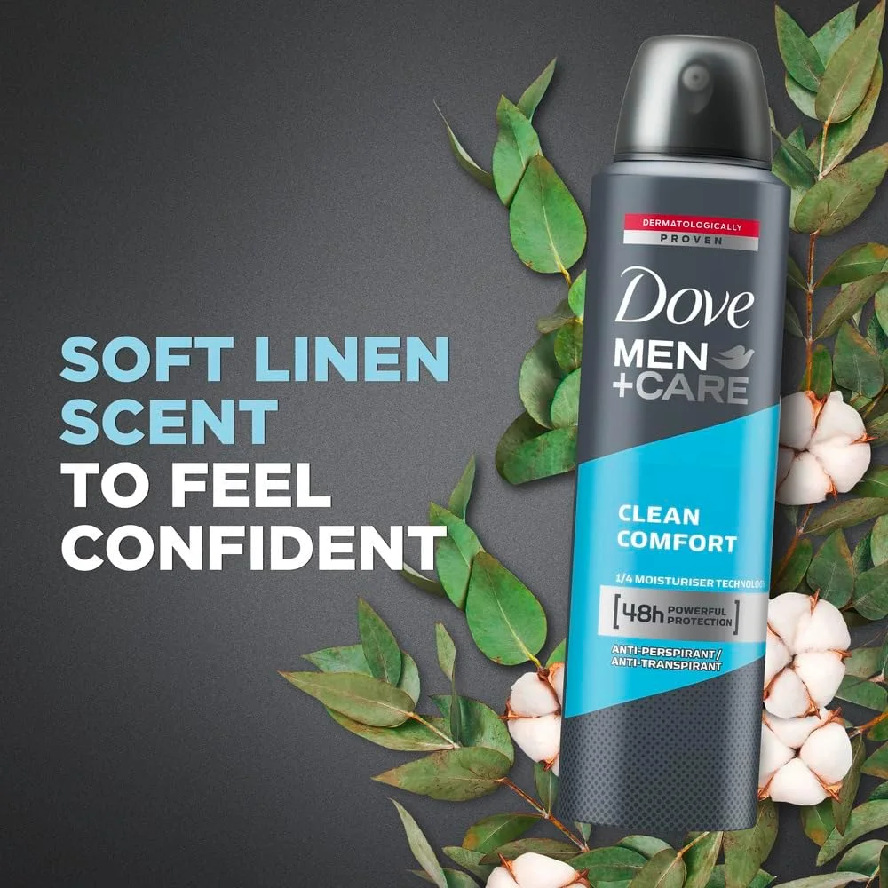 دئودورانت ضد تعریق مردانه داو من+کر، با محافظت قدرتمند 48 ساعته، Clean comfort، با فناوری ¼ مرطوب کننده، 150 میلی لیتر