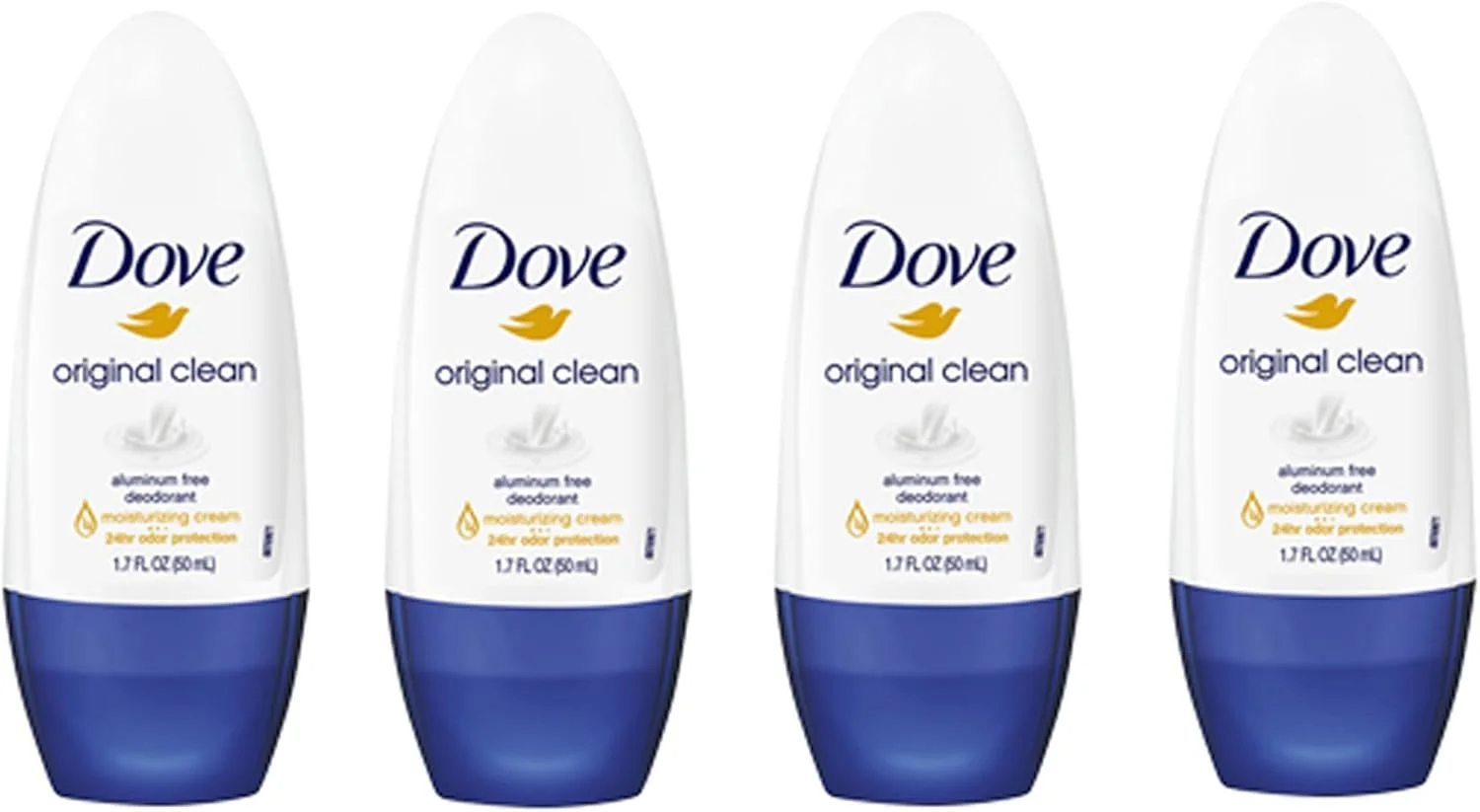 دئودورانت رولی داو اورجینال کلین، محافظت در برابر بوی بد تمام روز، بسته 4 عددی، 50 میلی لیتر در هر کدام، 4 بطری