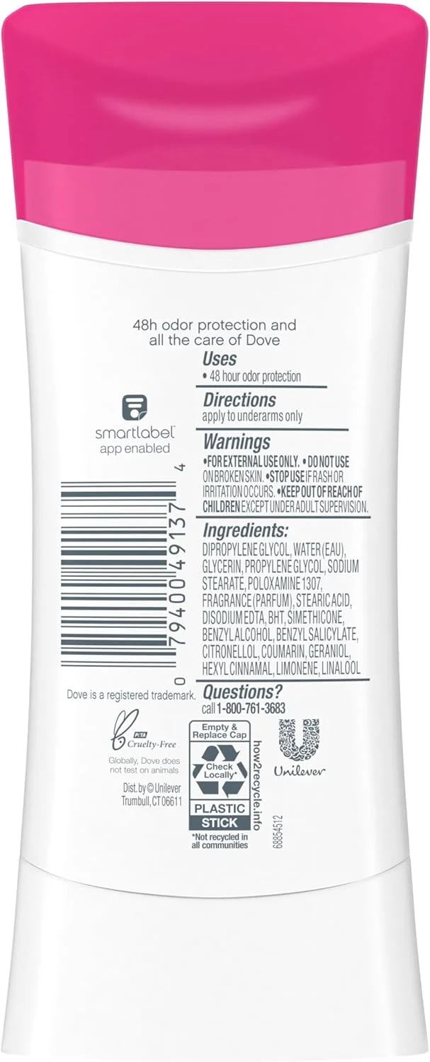 استیک دئودورانت داو برای نوجوانان با رایحه توت فرنگی، برای مراقبت ملایم از زیر بغل، محافظت 48 ساعته در برابر بو و فاقد آلومینیوم، 74 گرم