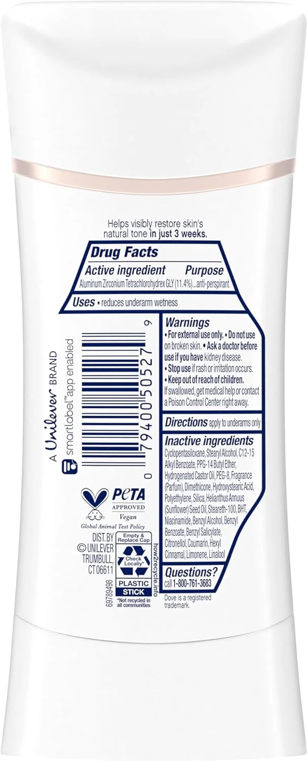 استیک ضد تعریق داو با رایحه شی باتر و وانیل، بسته 3 عددی، محافظت 48 ساعته در برابر بو و تعریق و ترمیم پوست، حاوی نیاسینامید و نتایج قابل مشاهده در 3 هفته، 74 گرم