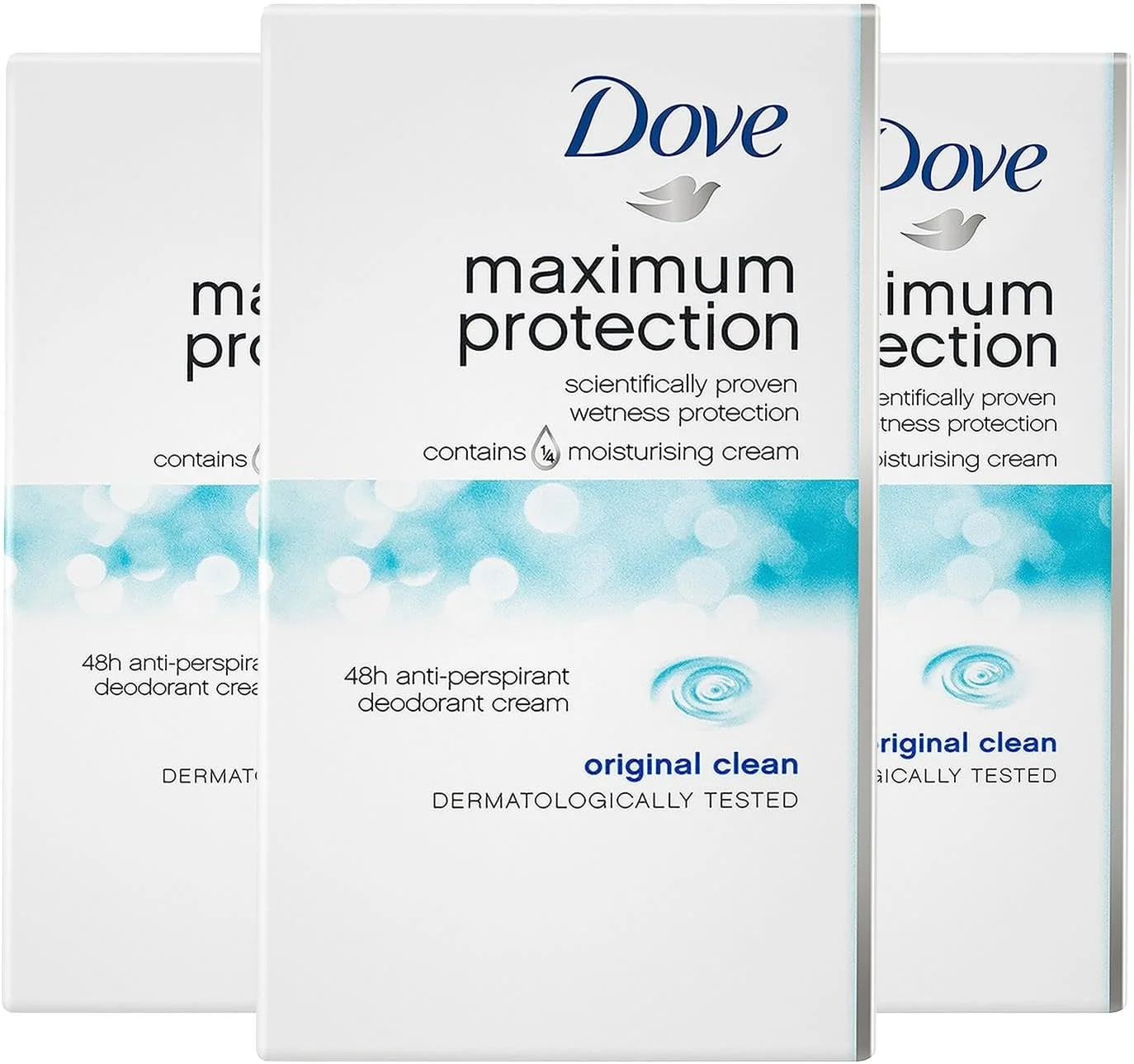 استیک کرمی ضد تعریق Dove Maximum Protection Original Clean با ¼ کرم مرطوب کننده، موثرترین دئودورانت ما 3 عدد 45 میلی لیتر