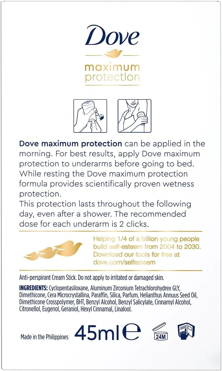 استیک کرمی ضد تعریق Dove Maximum Protection Original Clean با ¼ کرم مرطوب کننده، موثرترین دئودورانت ما 3 عدد 45 میلی لیتر