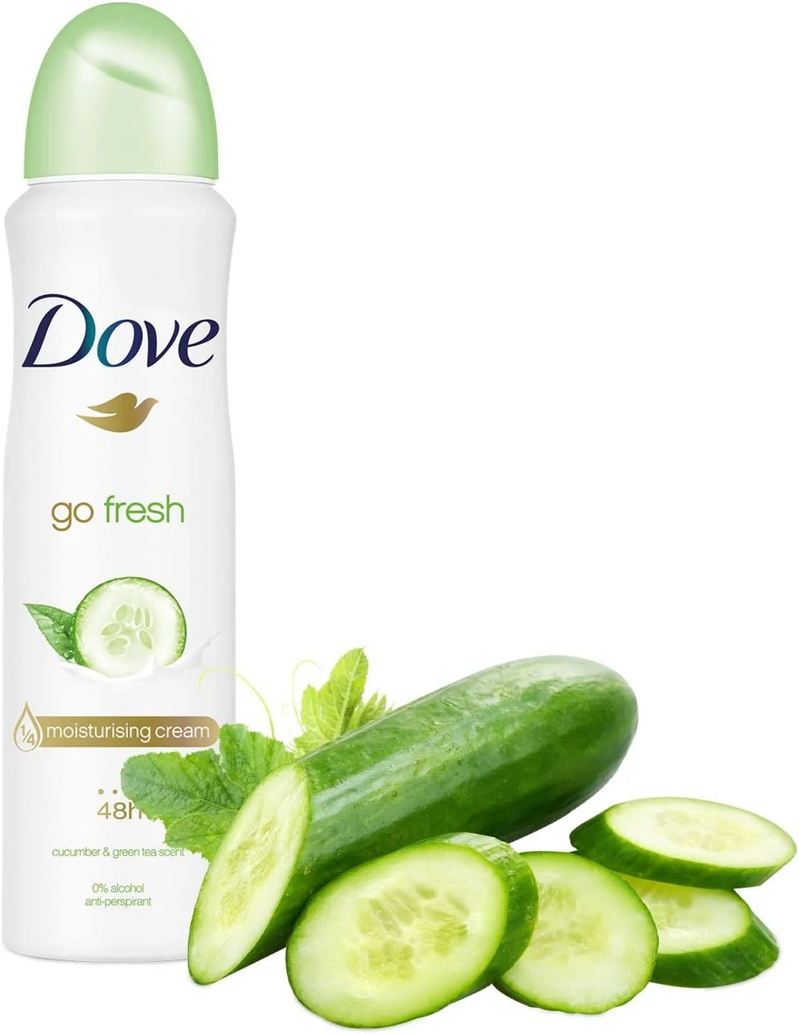 اسپری ضد تعریق زنانه داو Go Fresh با رایحه خیار و چای سبز، محافظت طولانی مدت در برابر تعریق و بوی بدن برای رایحه ای تمیز و با طراوت (150 میلی لیتر)