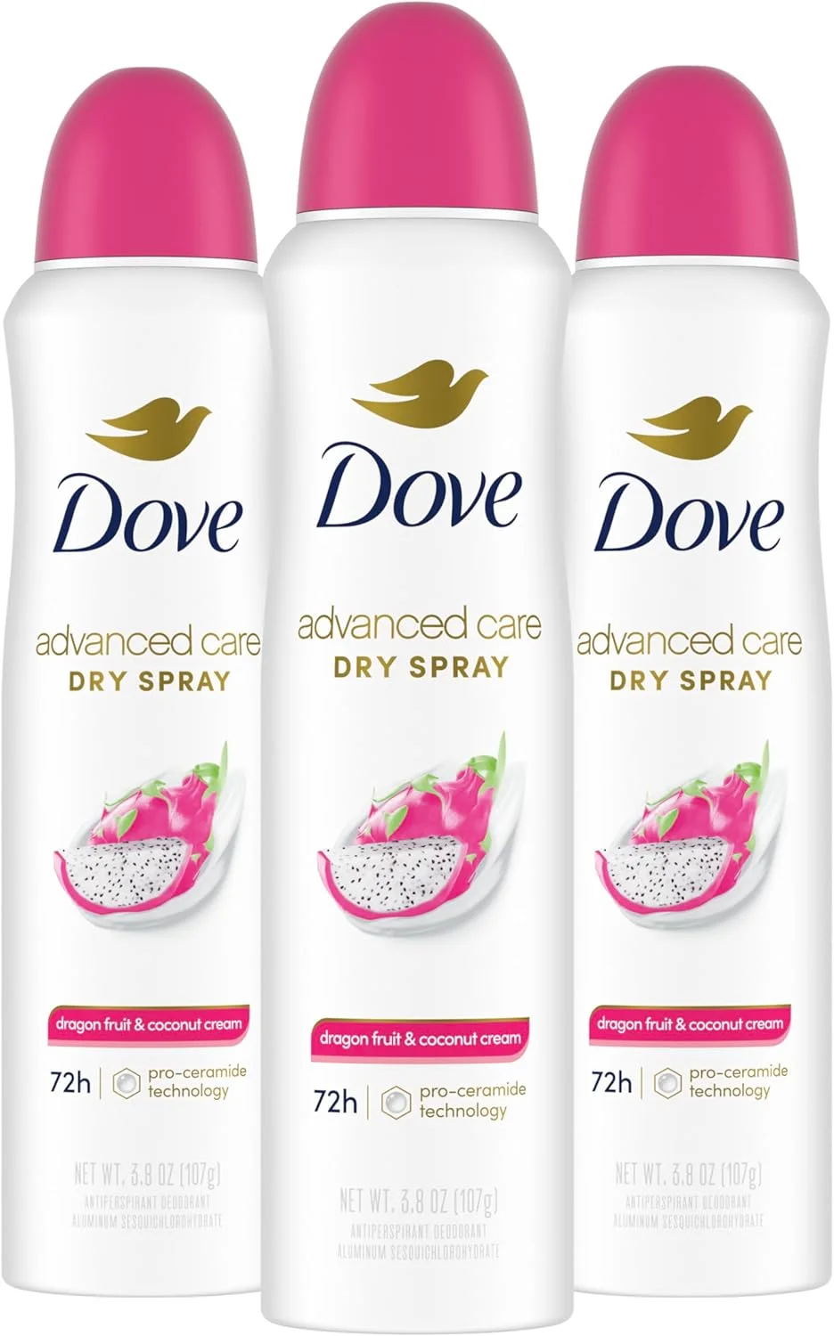 اسپری ضد تعریق زنانه داو Advanced Care با رایحه دراگون فروت و کرم نارگیل، محافظت 72 ساعته در برابر عرق و بو، 107 گرم (بسته 3 عددی)