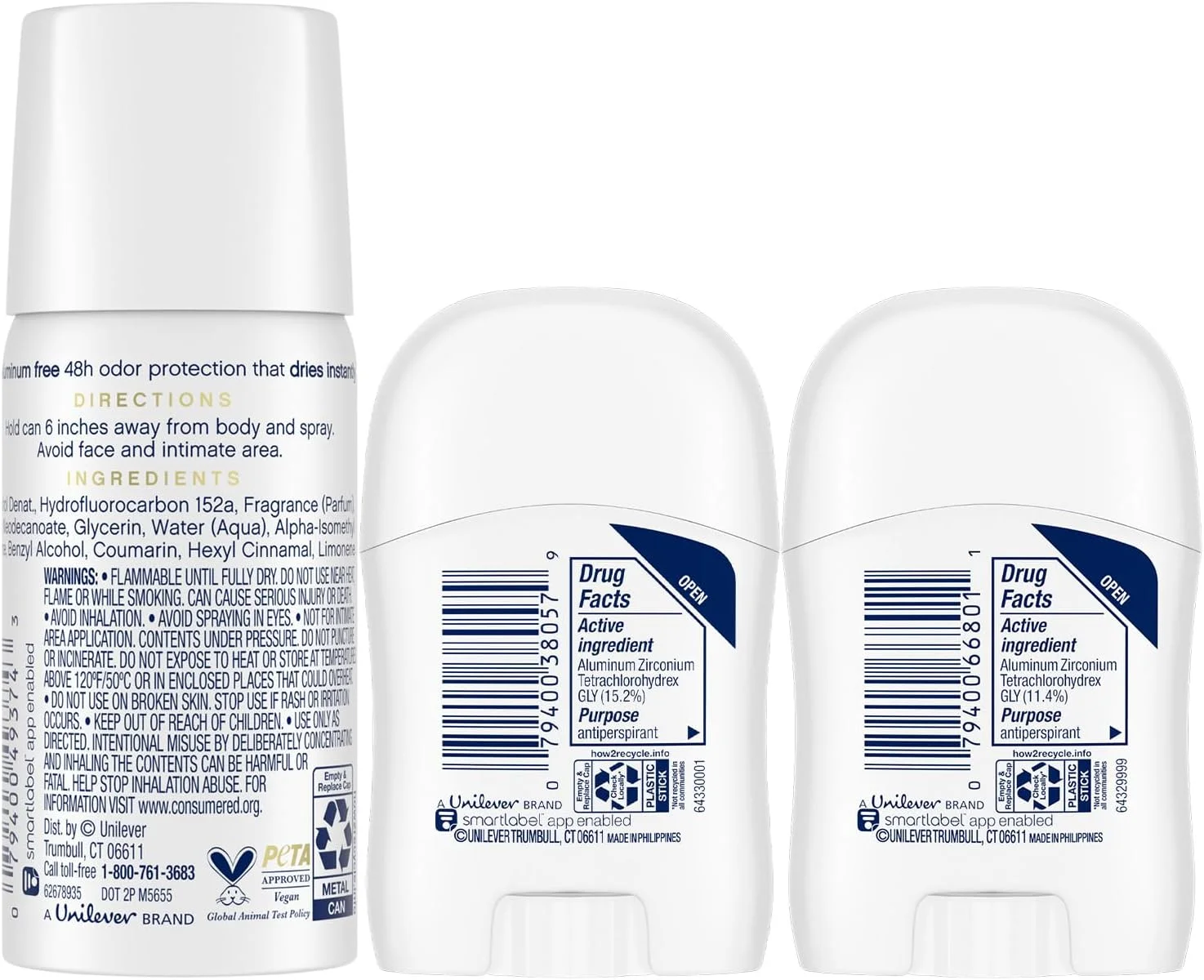 اسپری ضد تعریق مسافرتی زنانه داو، بسته 3 عددی – محافظت پیشرفته نامرئی، خنک کننده کوچک، خیار و چای سبز