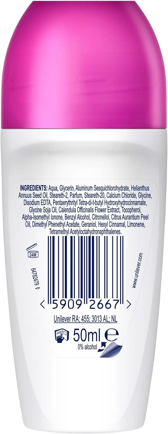 دئودورانت رولی ضد تعریق داو، مراقبت پیشرفته با رایحه آکای، فرمول ملایم با اثر مرطوب کنندگی سه گانه، محافظت تا 48 ساعت، ساده، 6 عدد 50 میلی لیتری