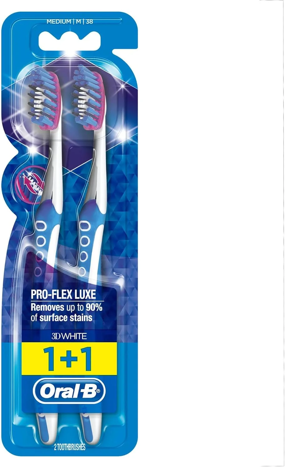 مسواک دستی اورال-بی 3D White Luxe Pro-Flex با برس متوسط، 2 عددی مسواک دستی اورال-بی 3D White Luxe Pro-Flex با برس متوسط، 2 عددی