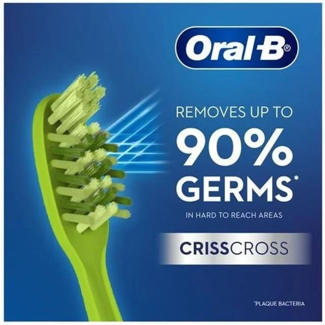 مسواک دستی متوسط اورال-بی مدل Cross Action Neem، بسته 4 عددی