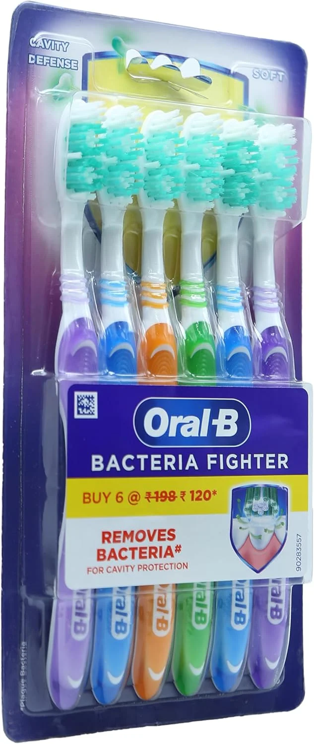 مسواک نرم اورال-بی مدل Bacteria Fighter Cavity Defense (بسته 6 عددی)