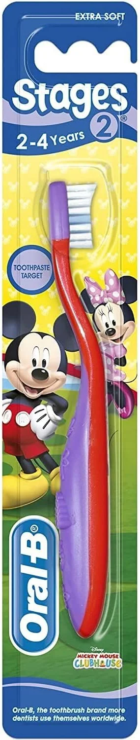 مسواک نرم کودکانه Oral-B Stages 2 با طرح میکی ماوس (2-4 سال)، رنگ های متنوع