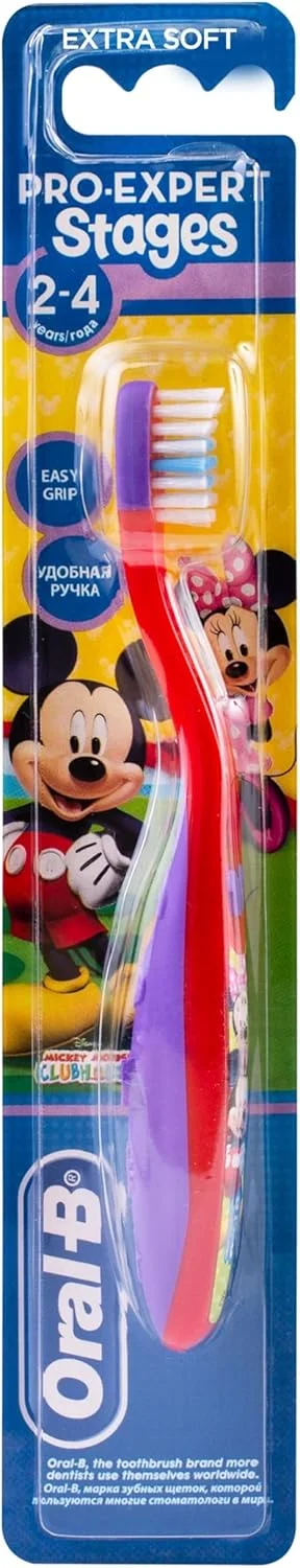 مسواک دستی کودک Oral-B مدل Baby Stages 2 Disney Mickey Mouse (2-4 سال)، بسیار نرم