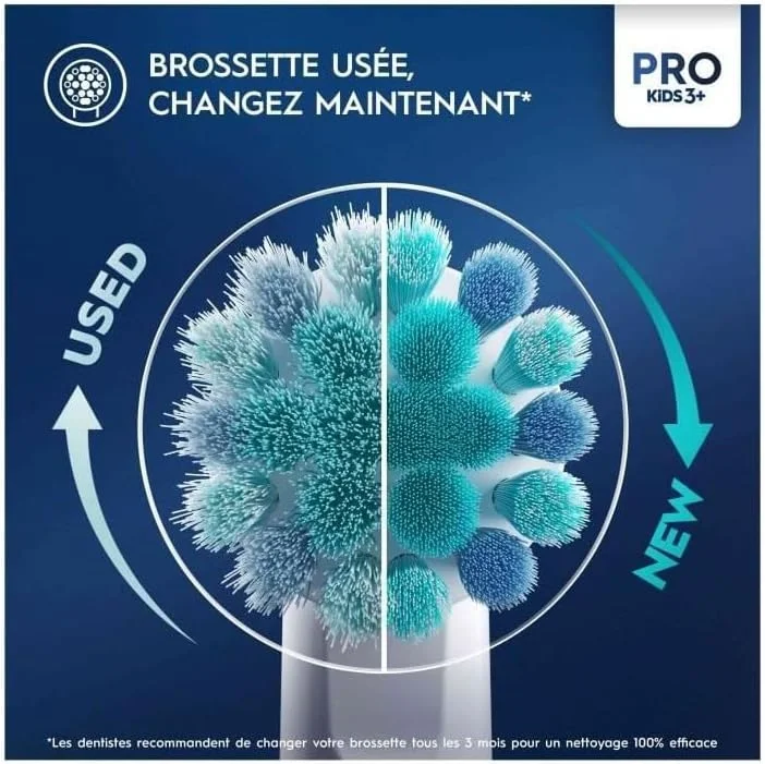 مسواک برقی کودکانه Oral-B Pro Kids Frozen، مناسب کودکان 3 سال به بالا، شامل حالت Sensitiv+ برای مراقبت از دندان، برس های فوق العاده نرم، 1 عدد سری مسواک، 1 عدد جعبه مسافرتی، 4 عدد برچسب، آبی/بنفش