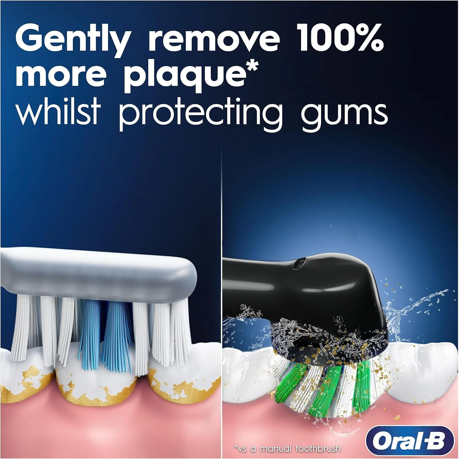 مسواک برقی بزرگسالان Oral-B Pro 1، مسواک برقی Oral B برای بزرگسالان، با تمیز کردن سه بعدی، 1 سری مسواک، کنترل فشار لثه، دوشاخه 2 پین بریتانیا، مشکی