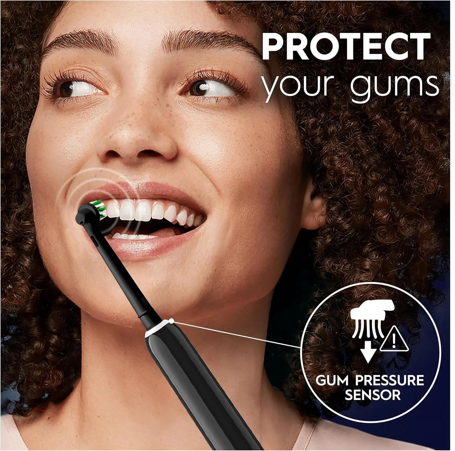 مسواک برقی بزرگسالان Oral-B Pro 1، مسواک برقی Oral B برای بزرگسالان، با تمیز کردن سه بعدی، 1 سری مسواک، کنترل فشار لثه، دوشاخه 2 پین بریتانیا، مشکی