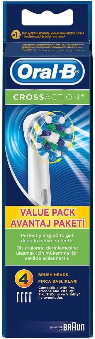 سری یدک مسواک برقی اورال-بی مدل Cross Action EB50 - بسته 4 عددی