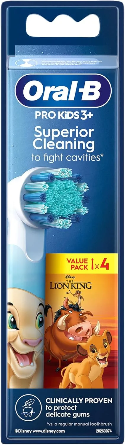 سری یدک مسواک برقی کودکانه Oral-B Pro Kids با طرح شیر شاه دیزنی، بسته 4 عددی