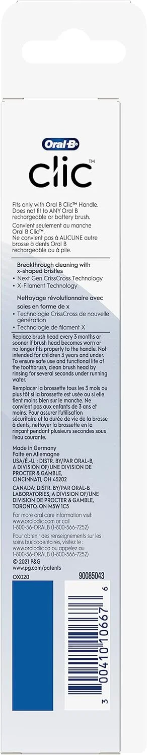 سری یدک مسواک دستی Oral-B Clic Ultimate Clean، سفید، 2 عدد