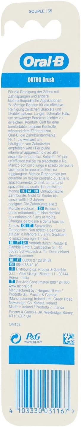 مسواک نرم ارتودنسی اورال-بی پرو-اکسپرت اورتو 35، رنگ های متنوع