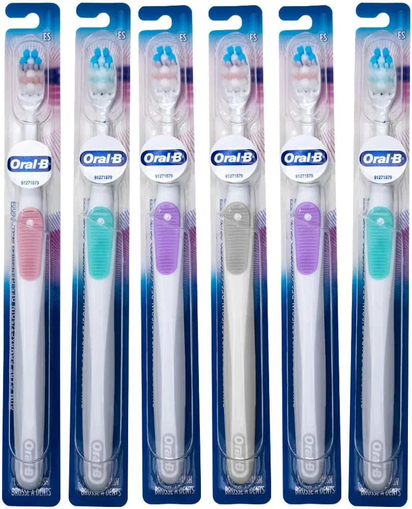 مسواک خیلی نرم مراقبت از لثه اورال-بی برای دندان ها و لثه های حساس، سر کوچک فشرده، (رنگ ها متنوع) - بسته 6 عددی