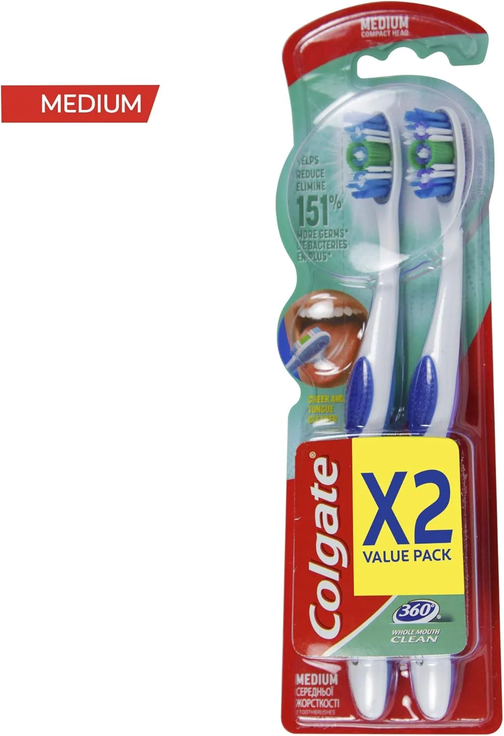 مسواک کلگیت 360 با برس متوسط، بسته 2 عددی مسواک کلگیت 360 با برس متوسط، بسته 2 عددی