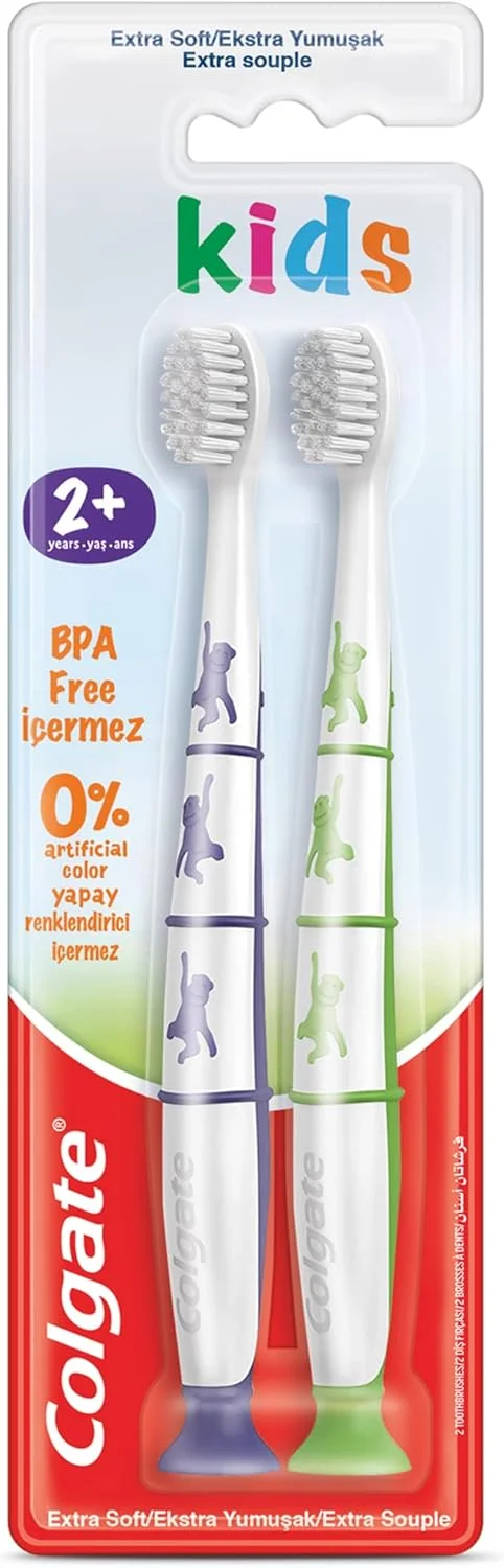 مسواک فوق العاده نرم کودک کلگیت بدون BPA مناسب برای کودکان 2+ سال، 2 عدد مسواک فوق العاده نرم کودک کلگیت بدون BPA مناسب برای کودکان 2+ سال، 2 عدد