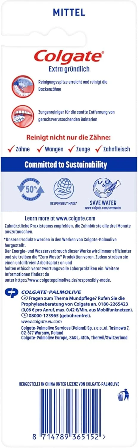 مسواک متوسط کلگیت اکسترا کلین (جور شده) با نوک تمیز کننده که به دندان های عقبی می رسد و آنها را تمیز می کند، (بسته 3 عددی) مسواک متوسط کلگیت اکسترا کلین (جور شده) با نوک تمیز کننده که به دندان های عقبی می رسد و آنها را تمیز می کند، (بسته 3 عددی)