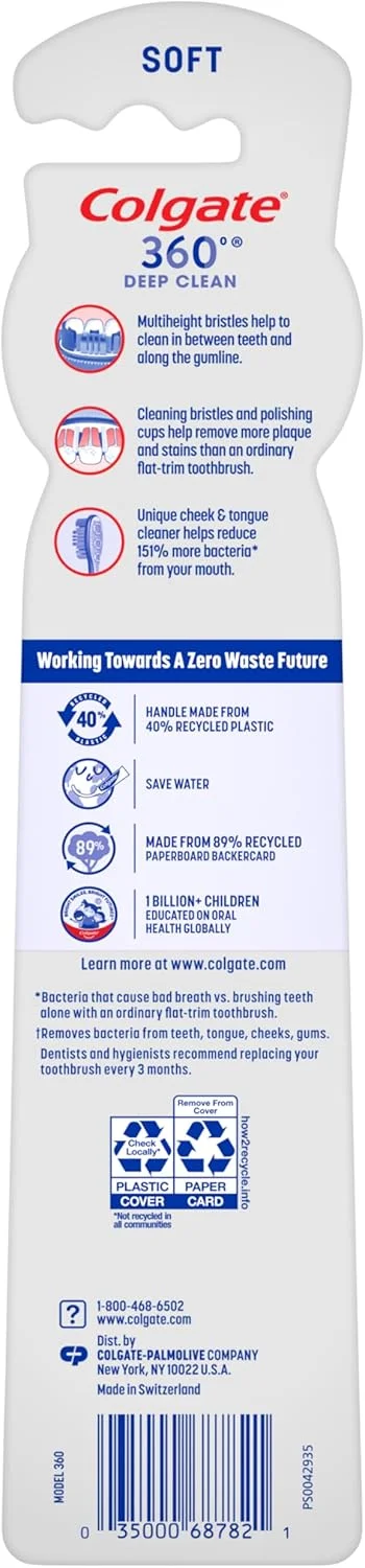 مسواک بزرگسال کلگیت 360 با سر کامل و برس نرم، بسته دوتایی (68782) مسواک بزرگسال کلگیت 360 با سر کامل و برس نرم، بسته دوتایی (68782)