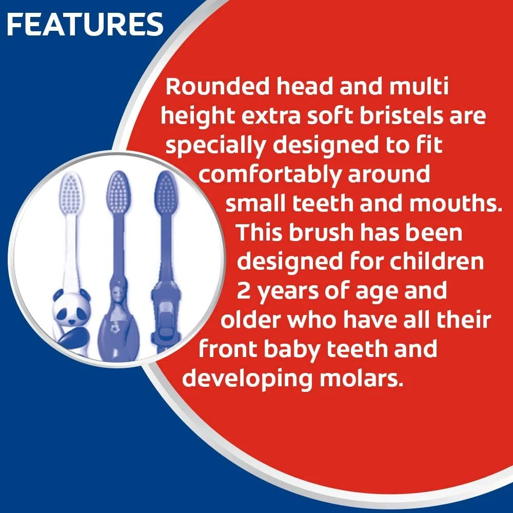 مسواک دستی کودک کلگیت مناسب 2 تا 5 سال، مسواک با برس نرم و ملایم، چند رنگ - 3 عدد