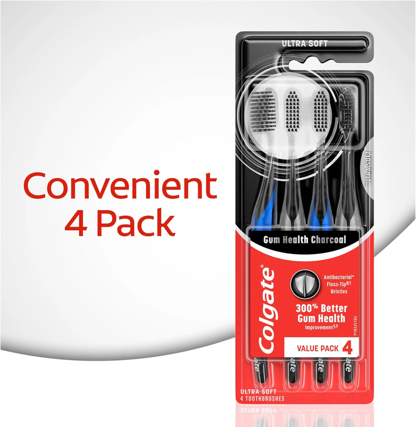 مسواک کلگیت Gum Health با برس ذغالی و نوک بسیار نرم نخ دندان، فوق العاده نرم برای لثه ها و دندان های حساس، بسته 4 عددی