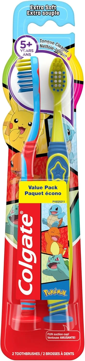 مسواک کودکانه کلگیت پوکمون، بسیار نرم برای کودکان 5+ سال، بسته 2 عددی