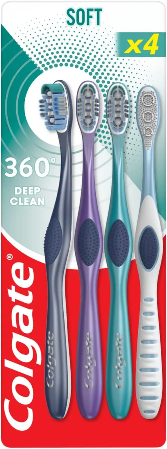 مسواک نرم کلگیت 360 با پاکسازی عمیق، بسته 4 عددی | از بین برنده باکتری ها از دندان، زبان، گونه ها و لثه | دارای برس های بین دندانی برای تمیز کردن بین دندان ها | کاپ های پولیش کننده برای از بین بردن پلاک | برس های ضد باکتری* مسواک نرم کلگیت 360 با پاکسازی عمیق، بسته 4 عددی | از بین برنده باکتری ها از دندان، زبان، گونه ها و لثه | دارای برس های بین دندانی برای تمیز کردن بین دندان ها | کاپ های پولیش کننده برای از بین بردن پلاک | برس های ضد باکتری*
