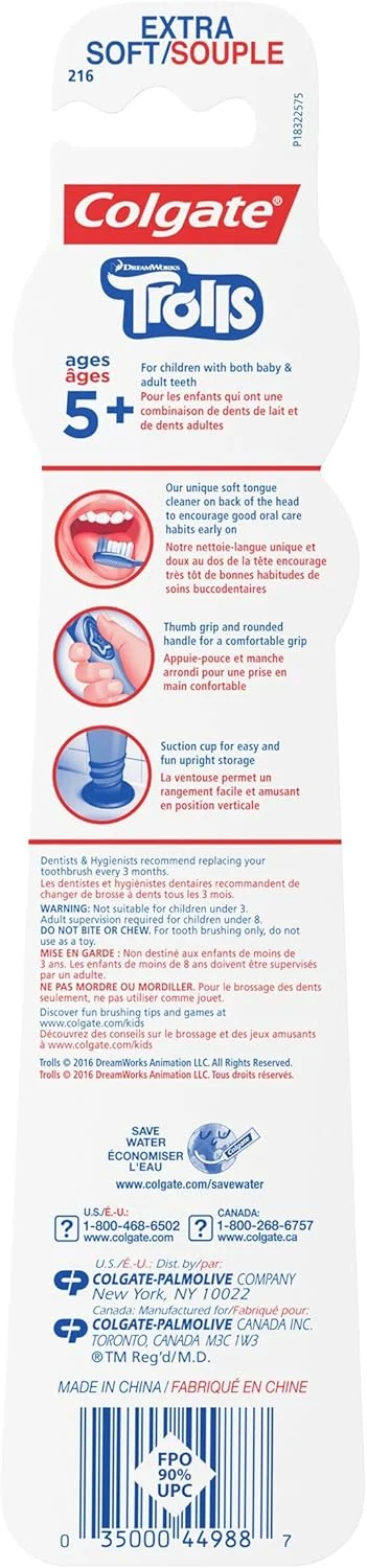 مسواک کودک کلگیت، بسته ویژه ترول ها، خیلی نرم، 2 عدد مسواک کودک کلگیت، بسته ویژه ترول ها، خیلی نرم، 2 عدد