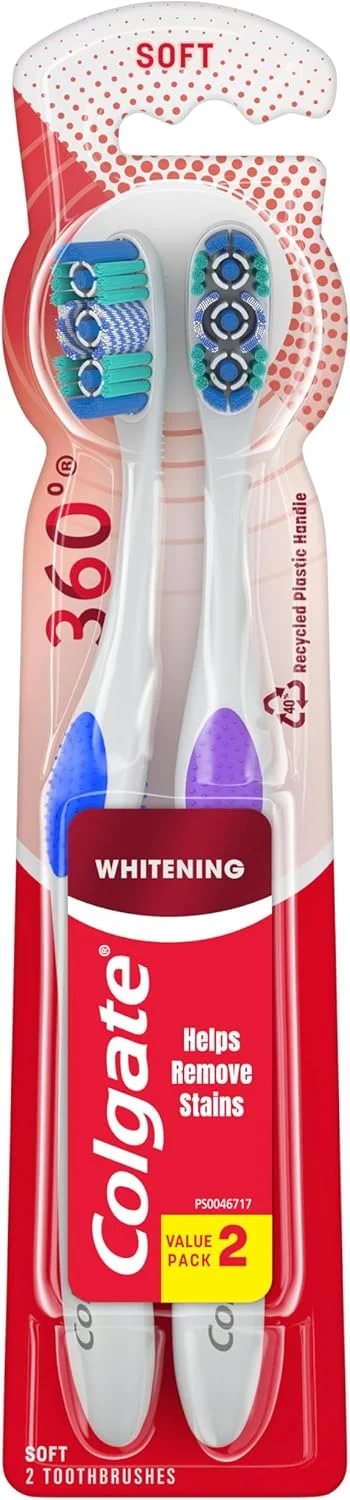 مسواک سفید کننده اپتیک وایت 360 درجه کلگیت، نرم - 2 عدد مسواک سفید کننده اپتیک وایت 360 درجه کلگیت، نرم - 2 عدد