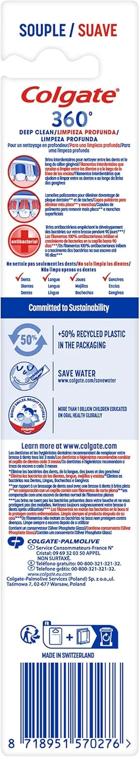 کُلگیت - مسواک 360 Deep Clean کُلگیت - برس نرم - بسته خانواده - بسته 12 عددی مسواک
