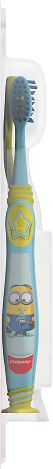 مسواک خیلی نرم کودک کلگیت، مینیون ها، با پایه مکنده، بسته 2 عددی مسواک خیلی نرم کودک کلگیت، مینیون ها، با پایه مکنده، بسته 2 عددی