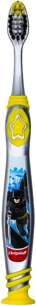 مسواک کودکانه کلگیت بتمن با پایه مکنده، مناسب کودکان 5 سال به بالا، برس خیلی نرم (رنگ ها متنوع) - بسته 6 عددی مسواک کودکانه کلگیت بتمن با پایه مکنده، مناسب کودکان 5 سال به بالا، برس خیلی نرم (رنگ ها متنوع) - بسته 6 عددی