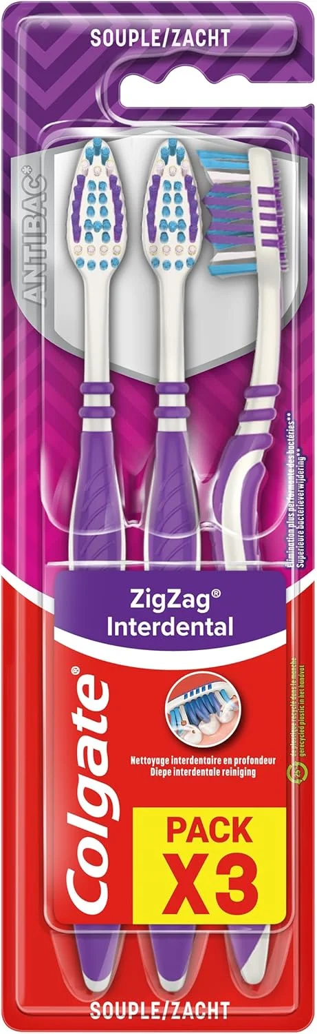 کُلگیت - مسواک نرم زیگزاگ، بسته 3 عددی، تمیز کننده کامل بین دندان ها کُلگیت - مسواک نرم زیگزاگ، بسته 3 عددی، تمیز کننده کامل بین دندان ها