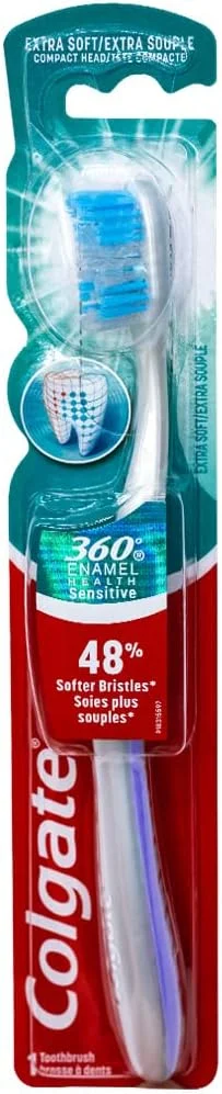 مسواک دستی کلگیت 360 محافظ مینای دندان، سر کوچک، خیلی نرم (رنگ ها متنوع) - بسته 3 عددی