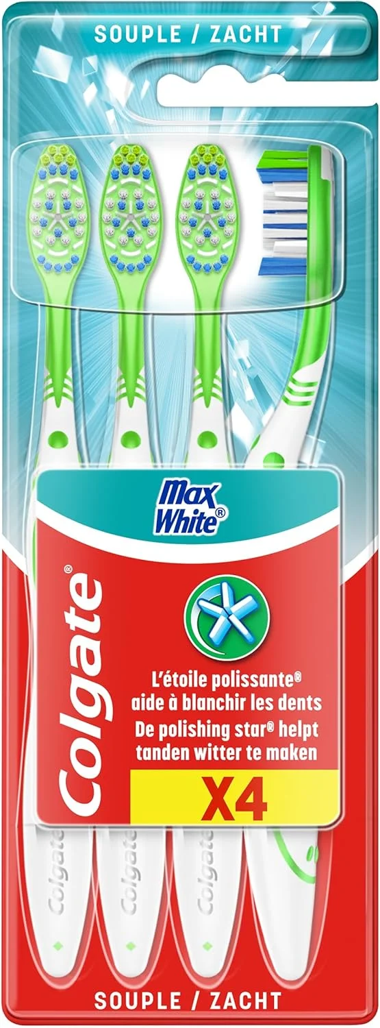 مسواک کلگیت مکس وایت - نرم - سفید - کمک به از بین بردن لکه ها - بسته 4 عددی مسواک کلگیت مکس وایت - نرم - سفید - کمک به از بین بردن لکه ها - بسته 4 عددی