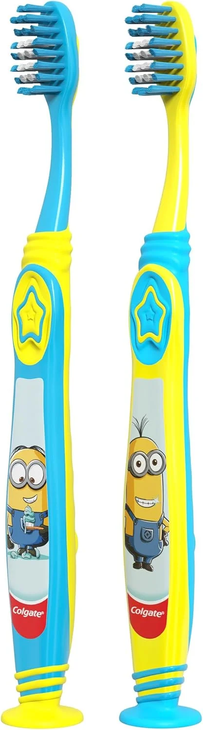 مسواک کودکانه کلگیت با پایه مکنده، بسیار نرم - مینیون ها (2 عدد)