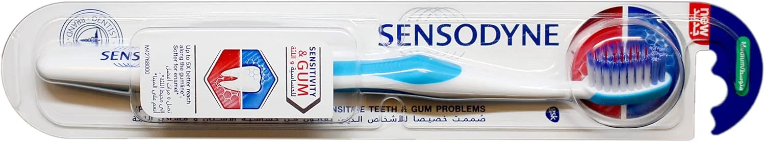 مسواک سنسوداین برای دندان های حساس، برس حساسیت و لثه با برس های متوسط، رنگ های متنوع مسواک سنسوداین برای دندان های حساس، برس حساسیت و لثه با برس های متوسط، رنگ های متنوع